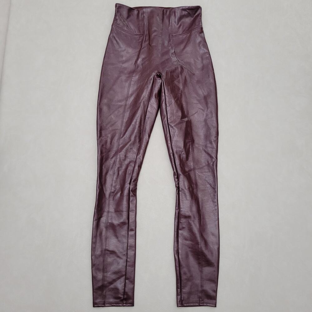 Spanx Faux Patent Leather Leggings in Ruby Women’s Size XS Excellent